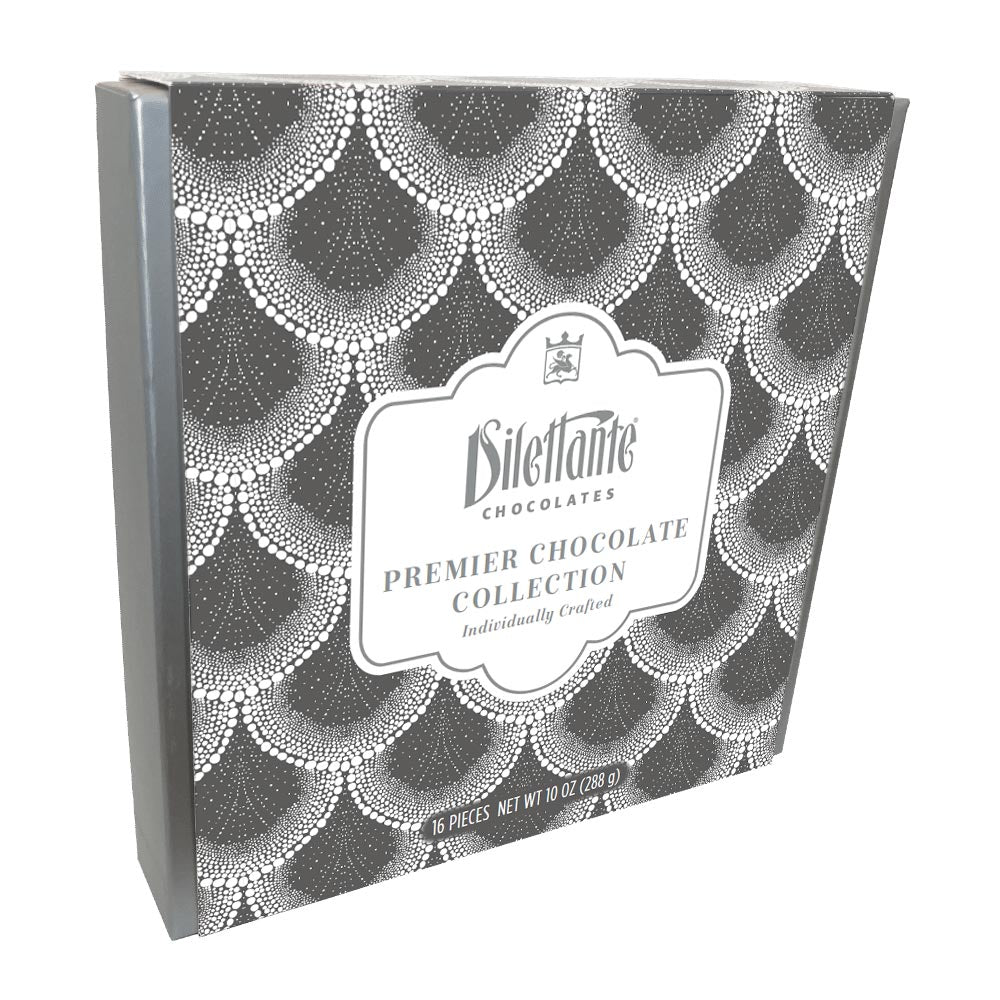 Dilettante Chocolates Individually Crafted Premier chocolate Collection Gift Box Featuring 16 Different Toffee, Caramel, and Truffle Confections
