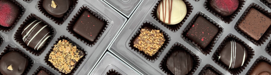 Dilettante Chocolates hand-dipped sriracha, smoke, and espresso caramels covered in decadent milk and dark chocolate