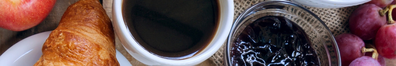 Mocha Café pastries, berries, and freshly brewed coffee