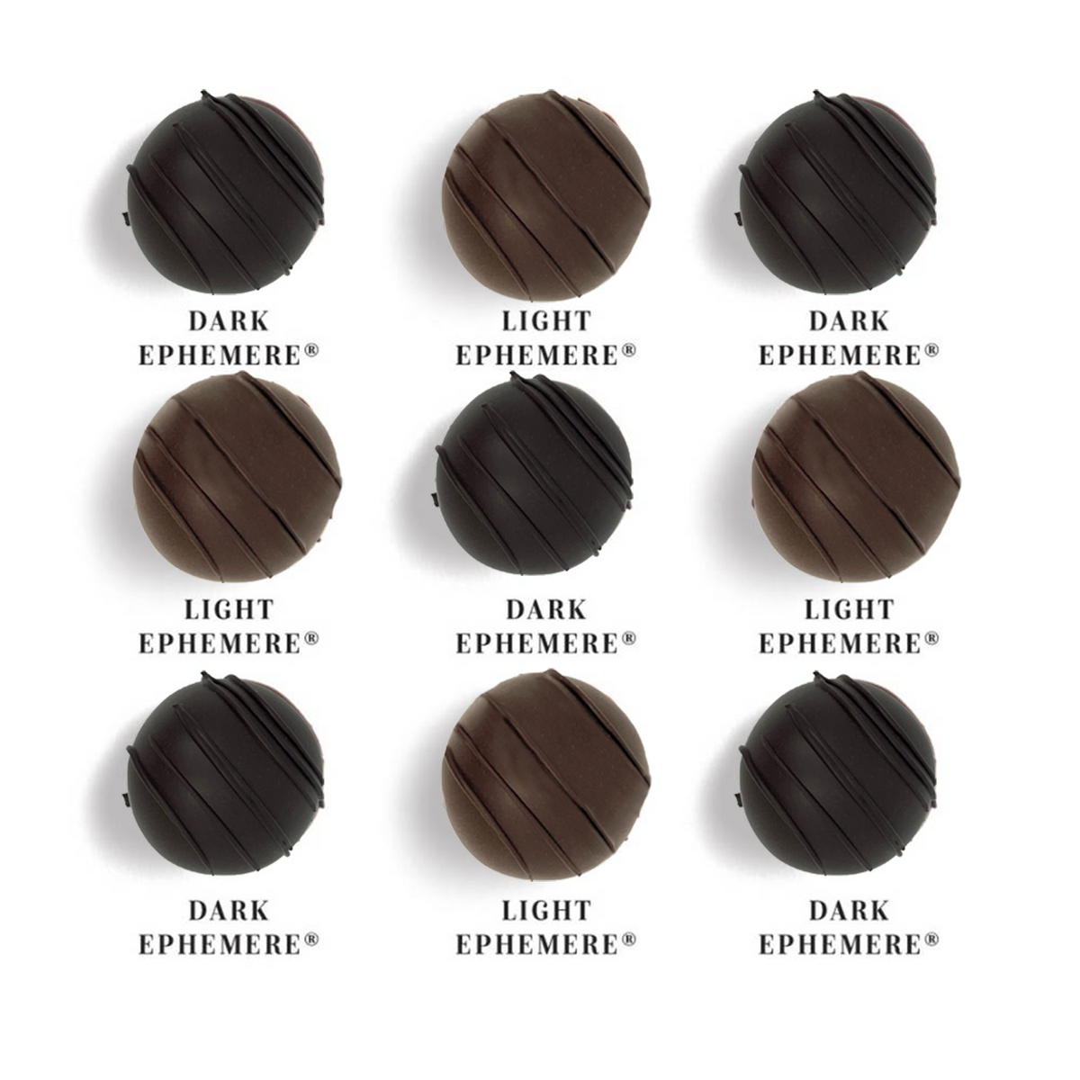 Dilettante&#39;s Signature Light and Dark Ephemere Truffles Featuring Hand-Dipped Imperial Truffles in Milk and Dark Chocolate