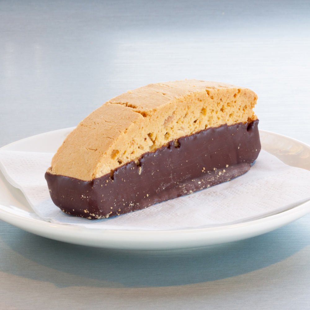 Toasted Almond Biscotti Dipped in Semisweet Chocolate