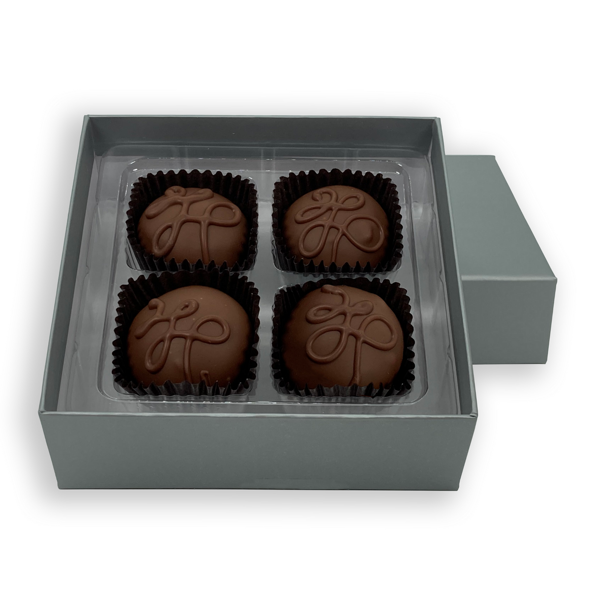 Dilettante Chocolates 4-Piece Champagne Truffles in a Small 4-Piece Gift Box