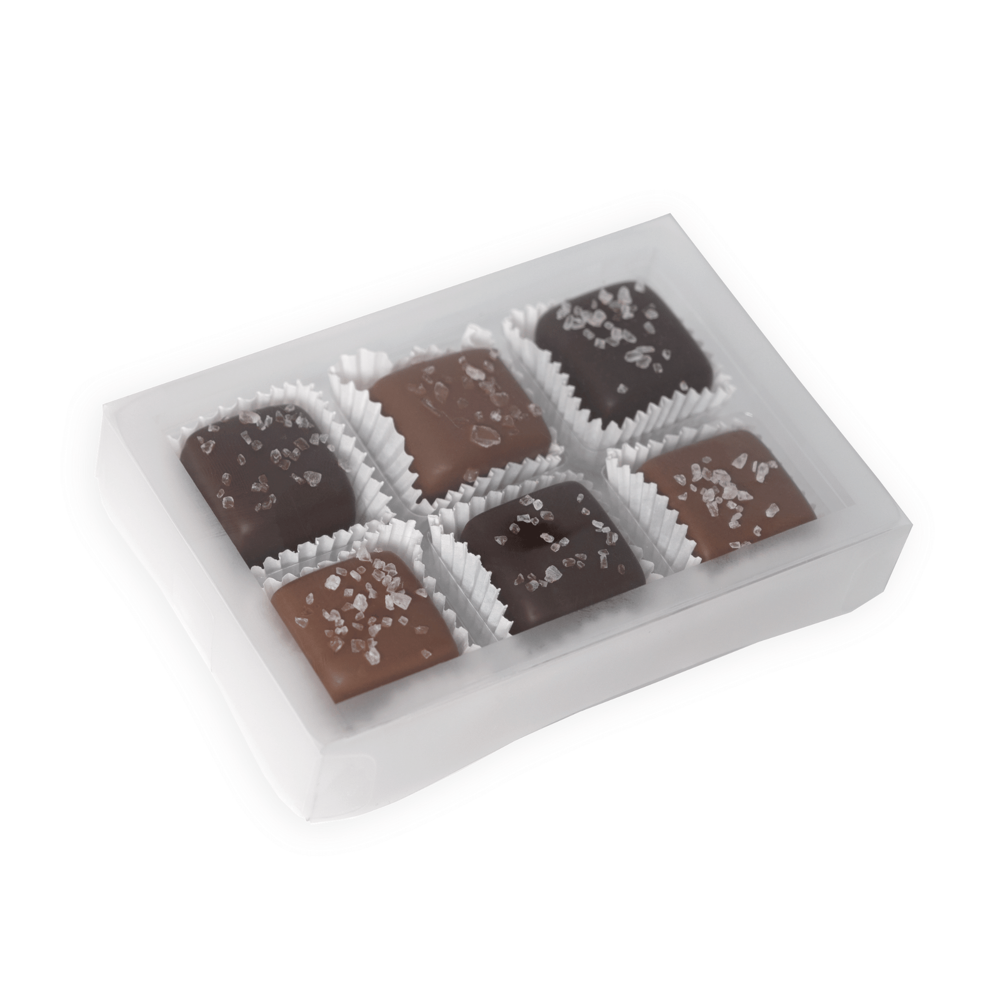 Dilettante Chocolates 6-Piece Salted Caramels in an Elegant White Gift Box