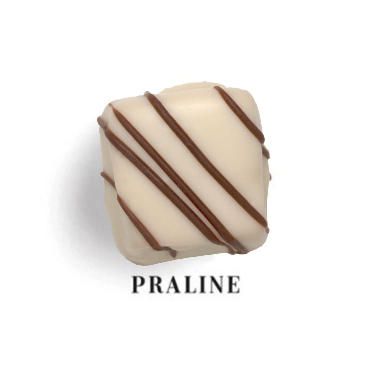White Chocolate Praline with milk chocolate stripes
